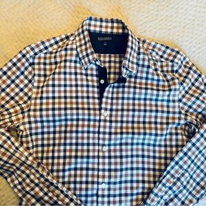 Banana Republic Brown & Navy Checkered Men's Shirt